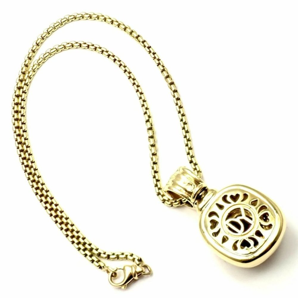David Yurman Cable 18k Yellow Gold Amethyst Diamond Large Pendant Chain Necklace - Picture 4 of 9
